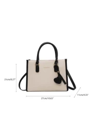 Lightweight Business Casual Letter Graphic Contrast Binding Square Bag For Teen Girls Women College Students Rookies White collar Workers Perfect for Office College Work Business Commute Outdoors Trav