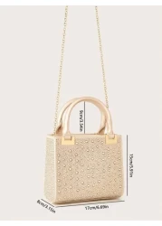 High Quality Luxury Satin Mini Rhinestone Decorated Clutch Bag Elegant Evening Party Handbag Formal Prom Gown Wedding Purse For Ladies Daily Commute Or Dating For Party Wedding Prom Dinner Banquet Mat