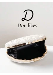 New Luxury Party Clutch Bag Shell Shaped Design Wrinkle Style Evening Bag Lady Handbag For Ceremony