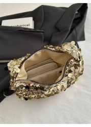 1pc Zippered Closure Sparkly Wristlet Bag Multicolor Sequin Design Europe US Style Creative Personality Cell Phone Shoulder Crossbody Bag Suitable For Party Gala Date Night For Women