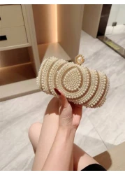 1pc Sparkling Charming Elegant Exquisite Rhinestone Decor Clutch Bag Romantic Faux Pearl Embellished Party Handbag For Women Perfect Gift For Parties Weddings Galas Dinners Banquets Suitable To Pair W