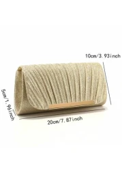 Women s Fashionable Elegant Pleated Clutch Bag Formal Party Evening Bag With Chain Shoulder Strap