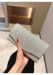 Moonlit EveBag Glamorous Elegant Exquisite Quiet Luxury Sequin Luxury Shiny Portable Mini Glitter Flap Square Bag Evening Bag Dinner Bag For Party Girl Woman Bride Perfect For Party Wedding Prom Dinne