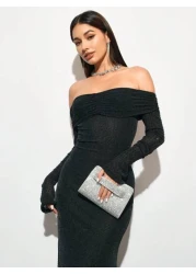 SHEIN BAE Women s Party Clutch Bag For Evening Party Club Holiday Christmas Versatile Sparkling Rhinestone Decor Multi Occasion Use Tready Party Bags Perfect For Party Wedding Prom Dinner Banquet Esse