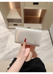 One Shiny Rhinestone Encrusted Box Shaped Evening Clutch Bag For Women Elegant Luxury Formal Dress Mini Bag For Romantic Wedding Bridal Party Prom Chain Shoulder Bag Square Purse Perfect For Party Wed