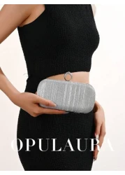 OpulAura Vintage Luxury Shiny Clutch Flashy Ring Clasp Design Fashion Party Handbag Elegant Mini Box Shaped Evening Bag With Chain Suitable For Party Wedding Formal Occasions