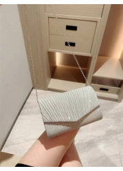 Mini Metallic Glitter Flap Box Bag Luxury Minimalist Clutch