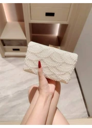 Faux Pearl Decor Box Shaped Chain Crossbody Bag Party Bags Perfect For Party Wedding Prom Dinner Banquet Perfectly Matching With Prom Dresses For Women Prom Accessories Sequin Dress Women Sparkly Dres