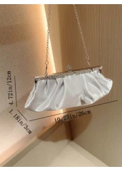 Moonlit EveBag Women s Exquisite Satin Evening Clutch Bag With Rhinestone Decoration Party Dress Bag Prom Bag Evening Bag Chain Handbag Royal Blue