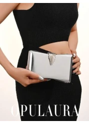 حقيبة طرف معدنية نسائية من أوبول أورا، حقيبة يد فاخرة للمساء مزينة بمشبك ورق معدني، مناسبة للحفلات والأعراس و