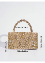 Evening Rhinestone Embellished Decorative Clutch Handbag European And American Style Women s Party Bag Fashionable Evening Bag Glamorous Rhinestone Bag