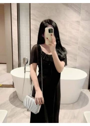 حقيبة مسائية فاخرة من الساتان مطوية بالسلسلة، حقيبة يد مربعة