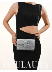 OpulAura Women s Fashion Glitter Flap Clutch Bag With Twist Design Luxury Evening Bag For Formal Wear Suitable For Balls Weddings Parties Birthdays Bridal Clutch Valentines Perfectly Matching With Pro