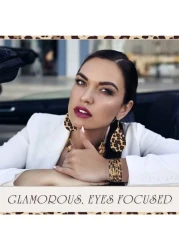 4 قطع طقم مجوهرات نمر للنساء - أقراط معدنية، أساور، قلادة مع علاقة شراشيب، وحقيبة يد - اكسسوارات أنيقة ذات طراز