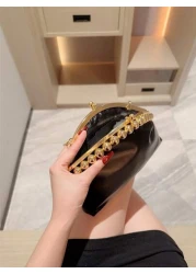 Moonlit Eve Bag 1pc Fashion Metal Sphere Decor Party Handbag European American Style Luxury Leather Clutch Purse Elegant Sophisticated Wedding Gala Bag Suitable For Wedding Prom Formal Events Formal D