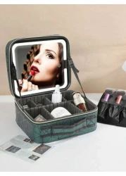 LED Lighted Makeup Case With Mirror 3 Color LED Light Professional Makeup Bag Cosmetic Artist Makeup Box Beauty Vanity Organizer With Removable Dividers Birthday Holiday Mother s Day Gift Travel Schoo