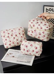 1 Piece Cherry Bear Cosmetic Bag Set Cherry Pattern Multifunctional Makeup Bag Square Large Capacity Makeup Bag Travel Toiletry Bag Aesthetci Toiletry Bag Pencil Case Skincare Bag For Travel Cruises M