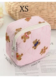 1Pc Set Cute Pink Bear Pattern Large Capacity Multifunctional Cosmetic Bag Makeup Bag Girls Make Up Bag Back To School Wallet Pouch Portable Cosmetics Brush Clutch With Zipper Closure For Lipstick Mom