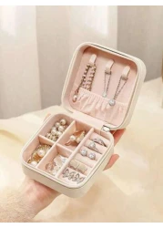 Large Capacity Jewelry Organizer Box Portable Travel Case For Earrings Rings Necklaces Multi Layer Storage With Zipper Makeup Toiletry Essentials Gift For Women Makeup Organizer