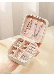 1pc Portable Jewelry Organizer Case Multifunctional Makeup Box Vanity Makeup Tray Foldable Large Capacity Travel Jewelry Display Box Jewelry Gift Box Minimalist Flip Cover Makeup Organizer