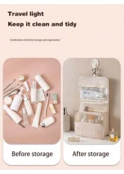 قطعة واحدة شنطة أدوات التجميل المعلقة، حقيبة منظم ماكياج محمول للسفر، حقيبة تخزين متعددة الوظائف مقاومة للما