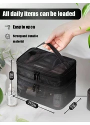 1pc Multi Functional Toiletry Bag Portable Makeup Storage Organizer Waterproof Cosmetic Pouch Large Capacity Travel Bag For Makeup Brushes Lipstick Nail Polish Jewelry Electronics Perfect Gift For Bir