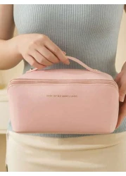 1pc Large Capacity Travel Makeup Bag Multi Functional Makeup Bag Women s Portable Organizing Bag Makeup Bag Organizing Bag Daily Supplies PU School Supplies Student School Supplies Back To School Bag