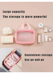 4pcs 1pc PVC Portable Cosmetic Bag Travel Makeup Organizer Pouch Waterproof Toiletry Bag Multi Functional Storage Bag For Lipstick Lip Liner Comb Makeup Brushes Eyeshadow Palette Toothpaste Skincare N