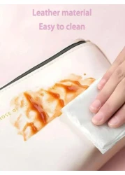 1 حقيبة مستحضرات تجميل سفر ذات سعة كبيرة ومقاومة للماء من جلد البولي يوريثان, حقيبة أغراض شخصية متعددة الوظائف