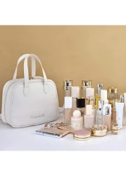 قطعة واحدة حقيبة مكياج متعددة الطبقات قابلة للفصل - ذات سعة كبيرة من قماش PU مقاوم للماء مع حقيبة فرش مكياج قابل