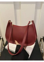 حقيبة كتف أنيقة ذات تصميم بسيط، حقيبة إبط بطراز عتيق، حقيبة مقبض مبطنة خفيفة الوزن مع سحاب، حقيبة يد عصرية متع