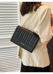 Letter Graphic Flap Chain Square Bag Small Minimalist