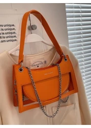 Y2K Steampunk Funky Gothic Style Spooky Style Cute Kawaii Vacation Lightweight Business Casual Letter Graphic Chain Decor Bag For Teen Girls Women College Students Rookies White Collar WorkersFor Offi