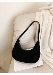 Fashion Solid Color Crescent Shaped Shoulder Bag For Women Handbags Minimalist Style Women Bag