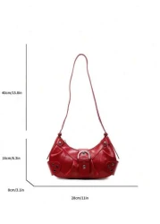 حقيبة هلالية بتصميم وقوام مصنوعة من جلد البولي يوريثان بنمط أزياء كاجوال وبسيطة وعملي