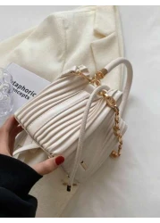 Mini Pleated Bucket Bag With Chain Decor