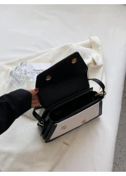 1pc Fashionable Color Block Crocodile Pattern Diamond Checkered Flap Zipper Vintage Simple Shoulder Bag Ideal For Daily Use