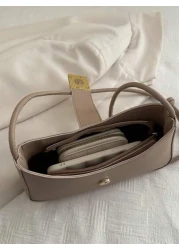 Ladies Fashionable And Casual Commuting Shoulder Bag Four Season Clean Color Portable Diagonal Shoulder Bag Suitable For Dates Shopping Gifts Shopping Wallets Young Women College Students Newcomers Wh