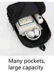 حقيبة الظهر الرجالية ذات الأسلوب الأعمال الخفيفة من النايلون، حقيبة يمكنها استيعاب كمبيوتر 15.6 بوصة، حقيبة كب