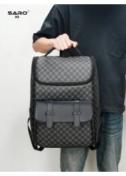 saroxi Men s Fashion Backpack Casual Dual Shoulder Backpack Korean Printed Wear Resistant Waterproof Large Capacity Travel Laptop Hiking Bag Zipper Suitable For Commute PU Black Floral Pattern Gift Fo