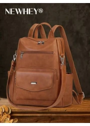 NEWHEY حقيبة ظهر جلد صناعي (بو) للرجال ، حقيبة ظهر محورية قابلة للتحويل ، حقيبة ظهر مضادة للماء ، حقائب ظهر أنيقة ل