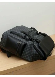 1pc Men s Fashion Backpack Casual Dual Shoulder Bag Korean Style Printed Water Resistant Large Capacity For Travel Laptop Hiking Black Floral Pattern PVC Gift For Men School Backpack Fashion Men s Bag