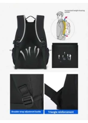 Men s Solid Color Backpack Large Capacity Laptop Bag For Business Commuting And Short Trips With Side Charging Port Multi Functional Pockets Ideal For Outdoor Activities Gym Yoga Biking Perfect Gift F