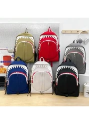 New Spring Summer Fashion Luminous Shark Graphic Backpack Large Capacity Student Bag Personality Casual Bag With USB Charging Port Fits Laptop Books Documents Clothes Suitable For School Business Trip