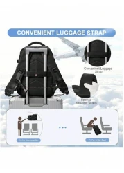 حقيبة ظهر للسفر مسموحة للطيران للتنزه والحدث وللعمل والرحلة العطلة، حقيبة ظهر كبيرة السعة مناسبة للماء للعمل
