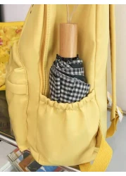 New Solid Color Large Capacity Letter Printed Backpack Fashionable And Versatile Casual Student Classroom Commuter Backpack Unisex