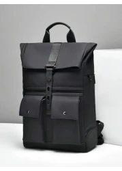 peach tree Large Capacity Business Backpack Travel Backpack School Backpack Laptop Backpack PU Leather Streamlined Fashion Suitable For Back To School And Travel Black Outdoor Multi Function Leisure B