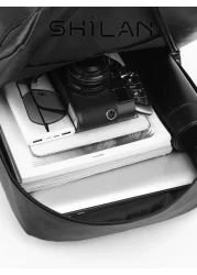 SHILAN High End Men s Business Backpack With Large Capacity And Multiple Functions For Sports Made Of PU Material With Multiple Compartments And Pockets Adjustable Shoulder Straps Suitable For Outdoor