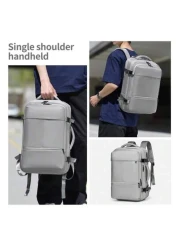 Clevn Kare Large Multi Compartment Travel Backpack Space Saving Design Fabric Carry On Friendly Suitable For Weekend Getaways Camping And Laptop Storage Compression System Dual Handle Backpack