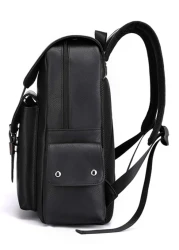 Large Laptop Backpack Pu Backpack Male Teenagers Boys Black Schoolbag Schoolbag For Travel College School Casual Backpack Laptop Backpack Commute Lightweight Flap Backpacks Rucksack Summer College Bag